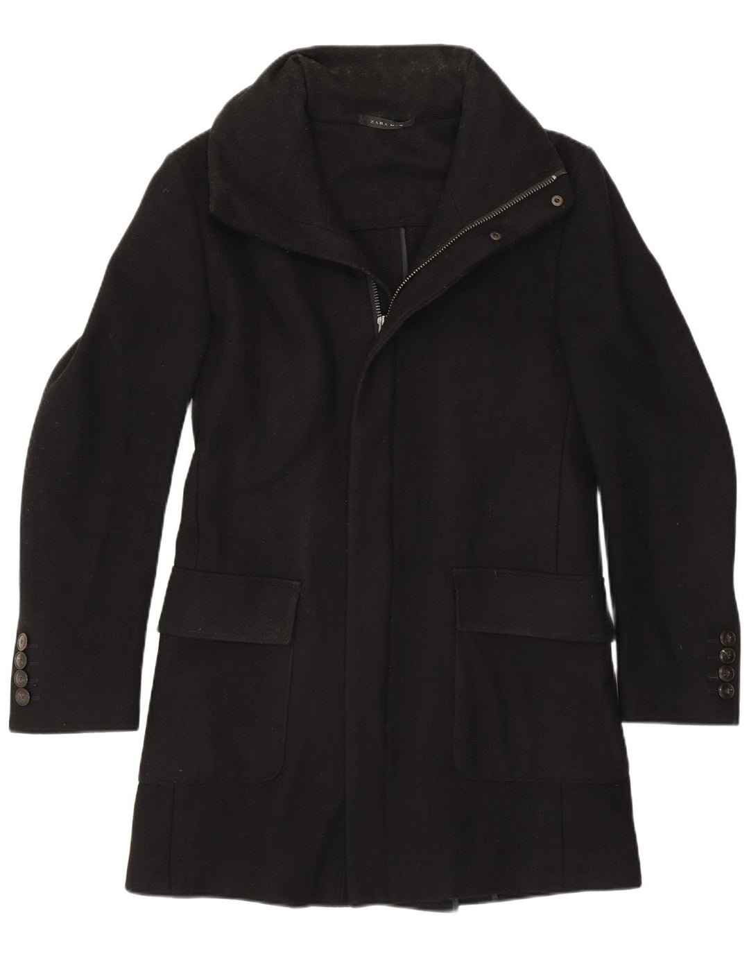 Zara Manteau Homme UK 36 Petite Laine Noire