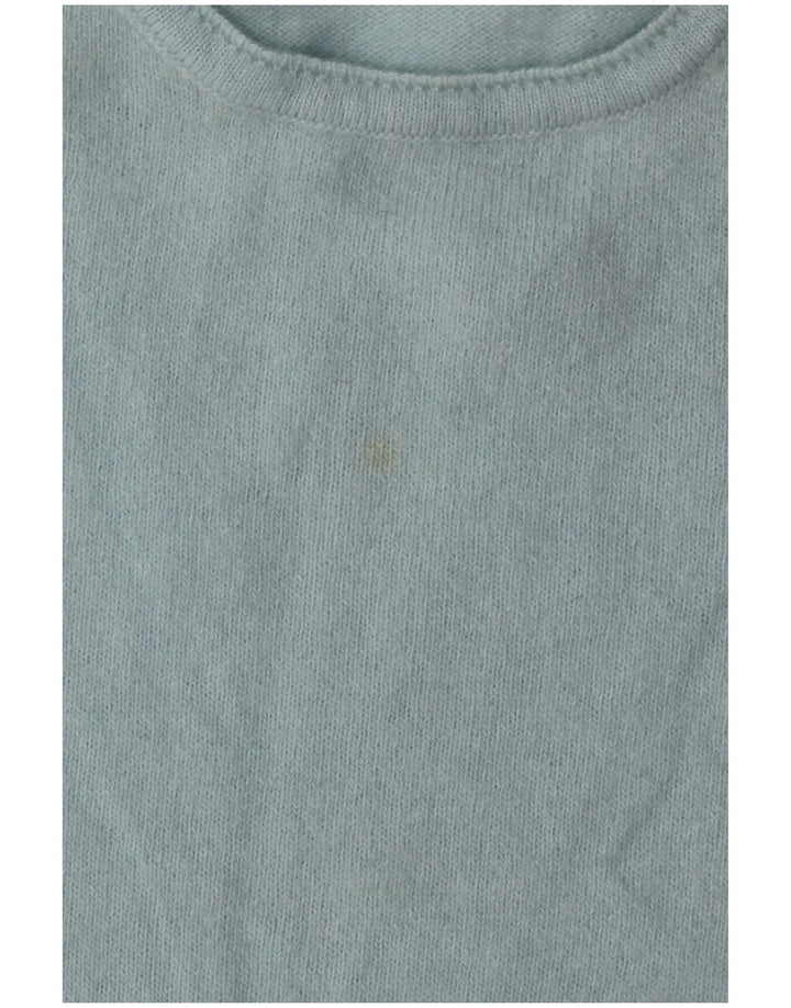 BENETTON Pull à col rond pour femme UK 14 Turquoise moyen