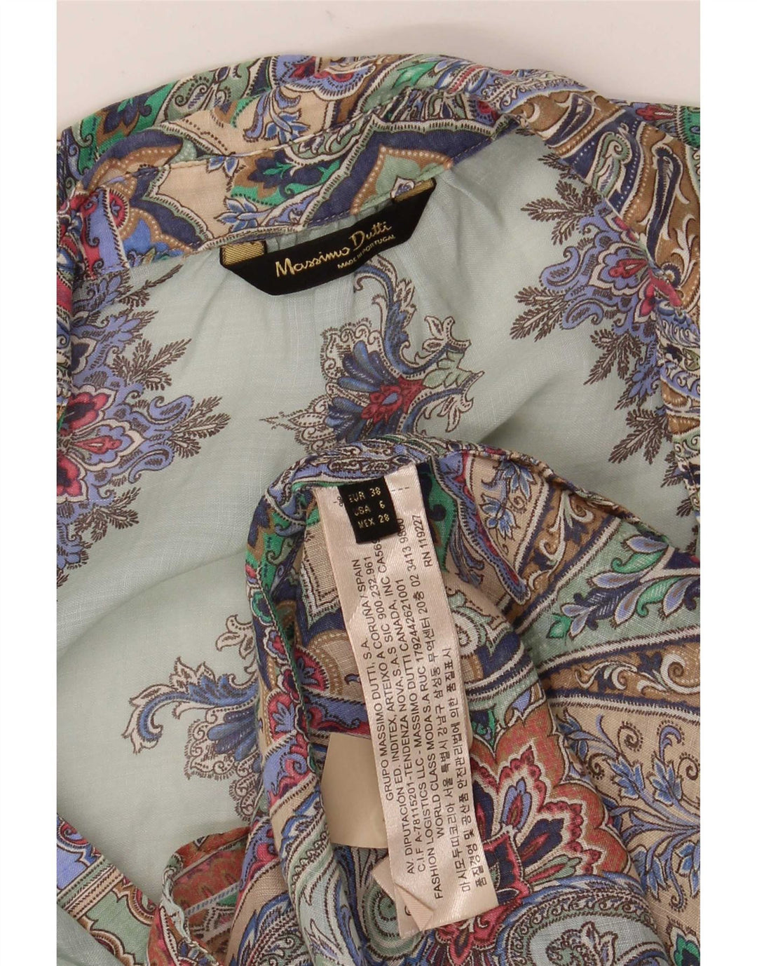 Massimo Dutti Chemisier à manches longues pour femme EU 38 Medium Turquoise Paisley