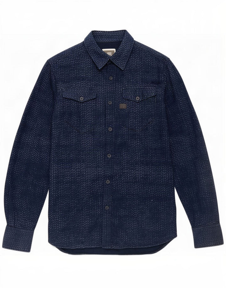 Chemise G-Star pour homme en coton à chevrons bleu marine moyen