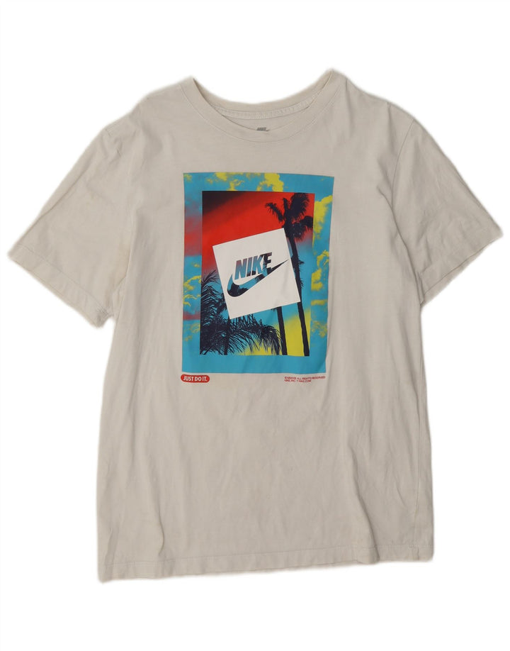 Nike T-shirt graphique pour homme en coton blanc moyen