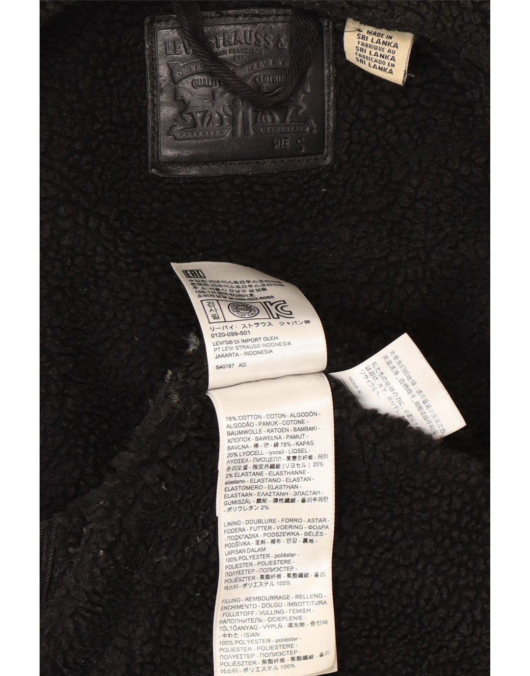 Levi's Veste Sherpa Denim Femme UK 10 Petit Noir Coton