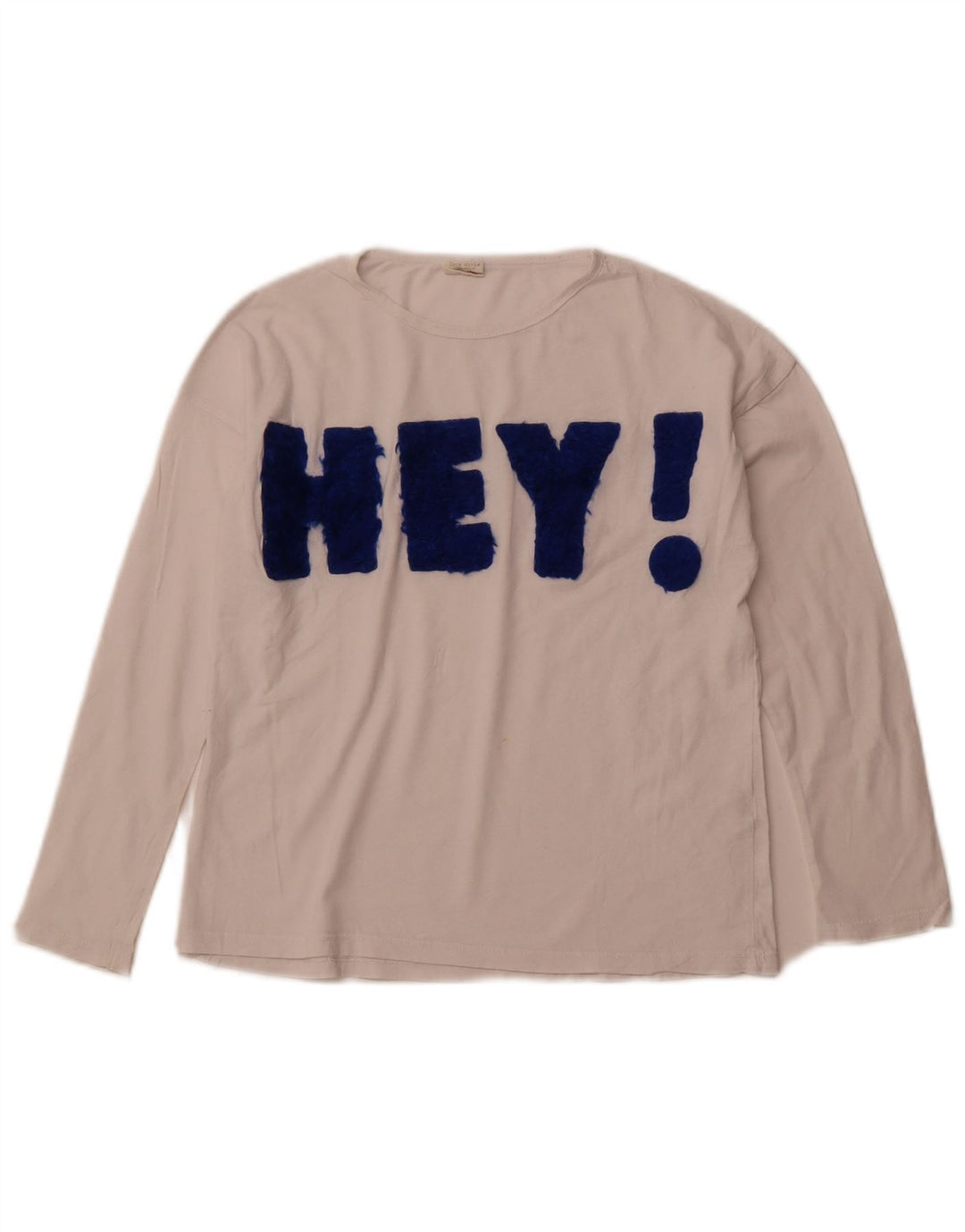 ZARA Filles Graphic Top Manches Longues 9-10 ans Blanc Coton