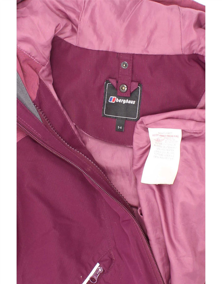 Berghaus Veste de pluie à capuche pour fille 5-6 ans Marron Colourblock Polyester