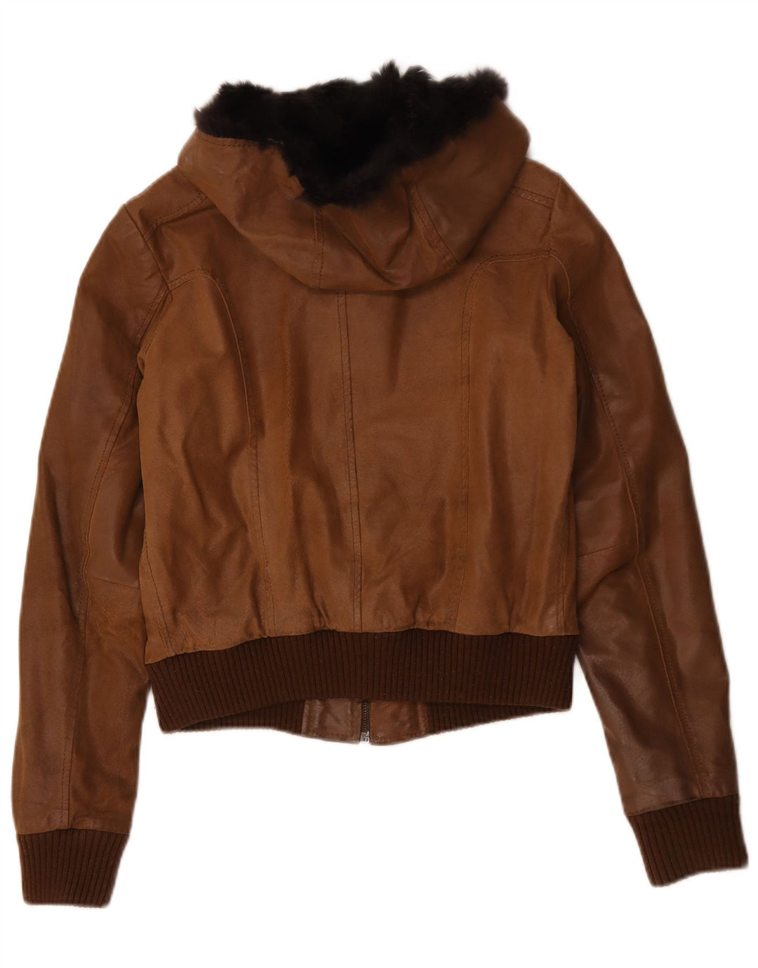 Conbipel Veste en Cuir à Capuche Femme IT 42 Cuir Marron Moyen