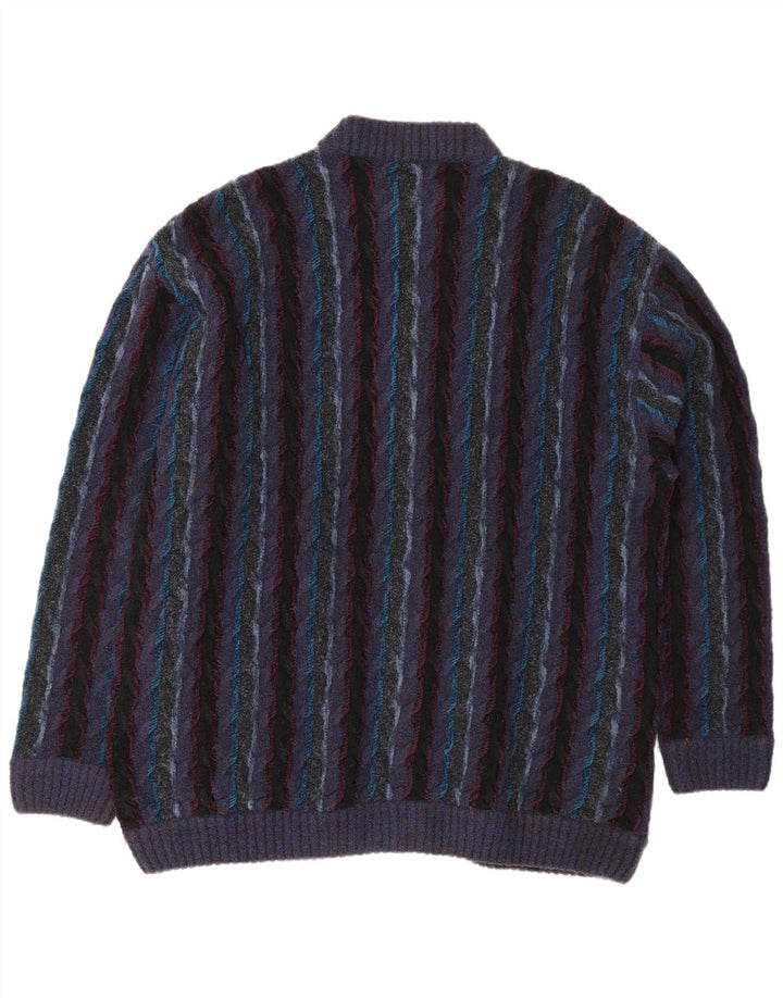 Fiume Cardigan coupe classique pour homme XL en laine rayée violette