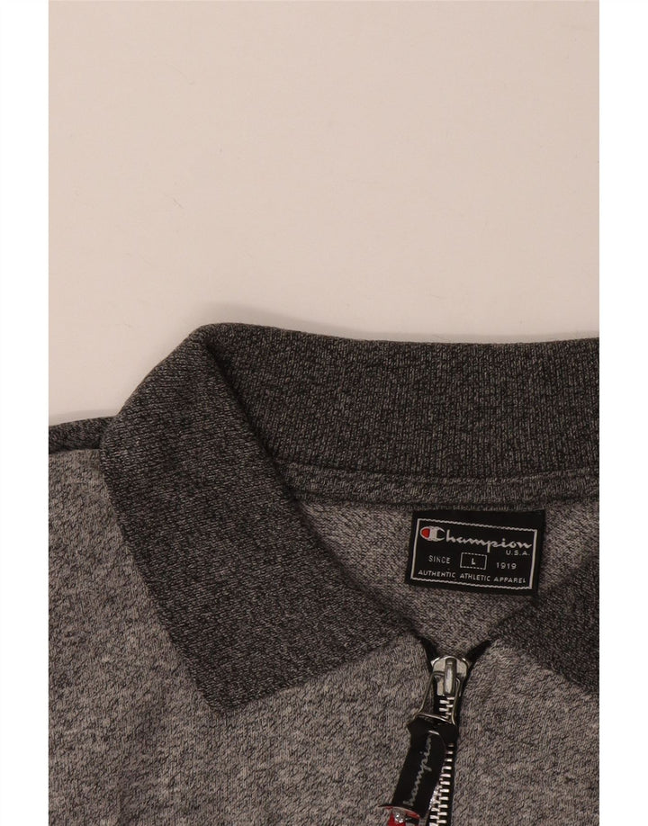 Champion Polo à Manches Longues Homme Large Gris Colorblock