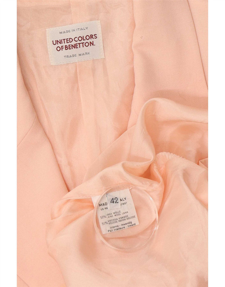 Benetton Veste Blazer 3 Boutons Femme IT 42 Laine Rose Moyen