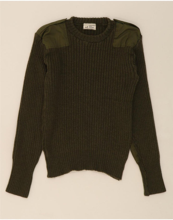 VINTAGE Mens Crew Neck Jumper Sweater Small Khaki Vintage Vintage and Second-Hand Vintage from Messina Hembry 