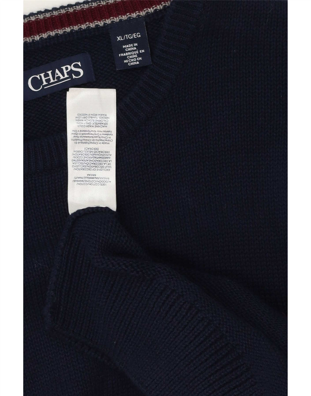 Chaps Pull col rond homme XL bleu marine coton
