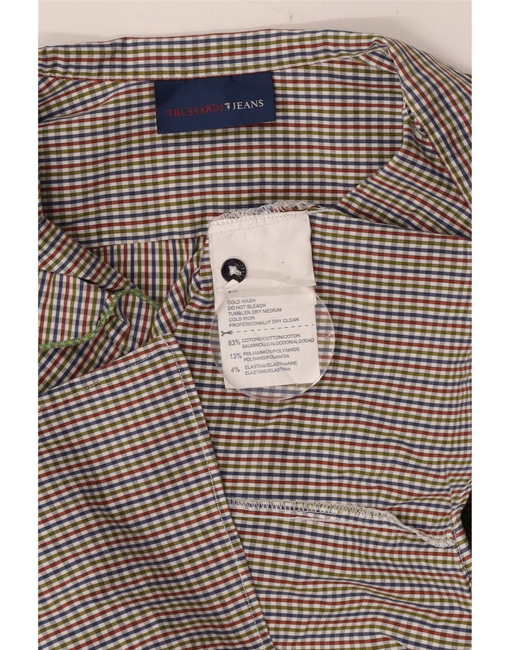 Trussardi Jeans Haut Chemisier À Volants Sur Le Devant Femme UK 6 XS Multicolore