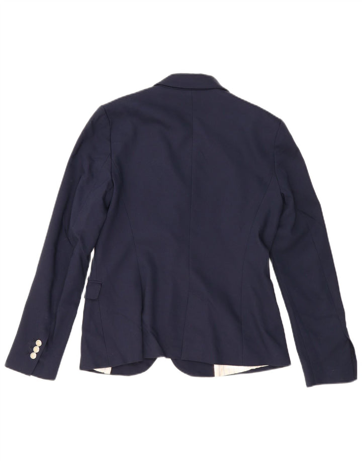 Zara Veste Blazer 1 Bouton Femme UK 12 Bleu Marine Moyen Polyester