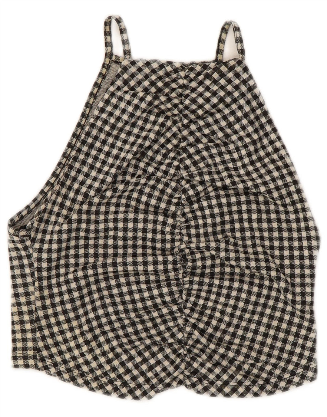 ZARA Femme Crop Halter Top UK 8 Petit Noir Vichy Coton