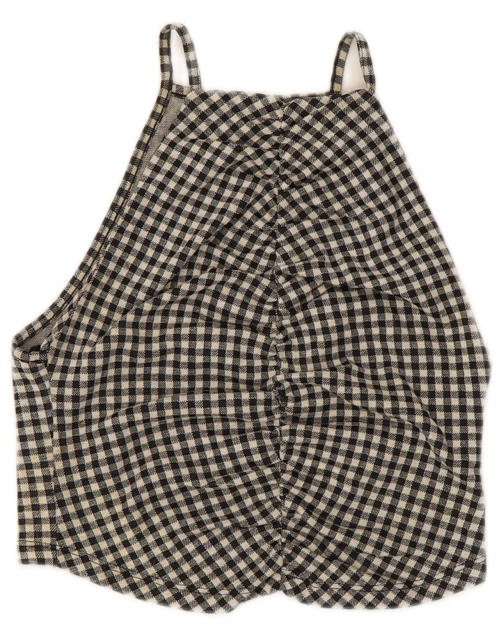 ZARA Femme Crop Halter Top UK 8 Petit Noir Vichy Coton
