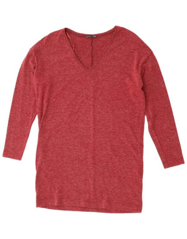 Zara Haut à manches longues pour femme UK 44 Polyester moucheté marron moyen