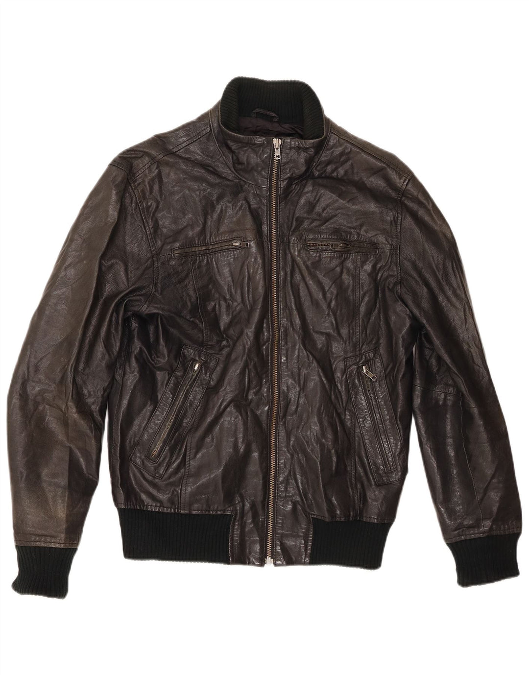 Jack & Jones Veste bomber en cuir pour homme UK 38 Medium Noir