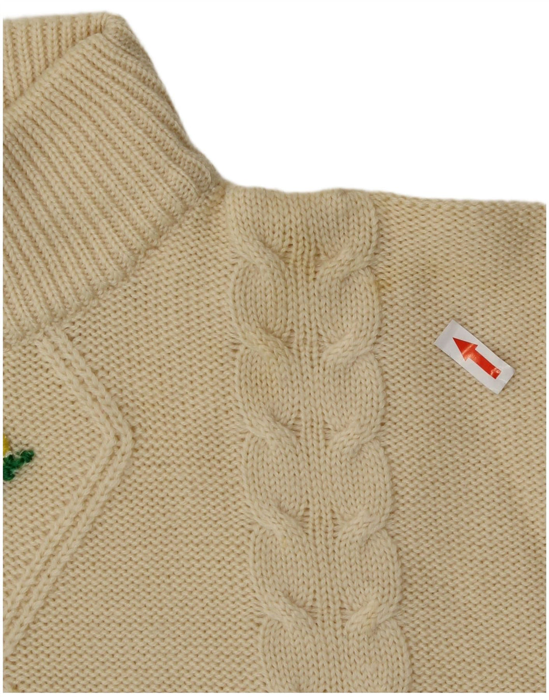 vintage Femmes Turtle Neck Jumper Pull UK 14 Moyen Jaune Floral