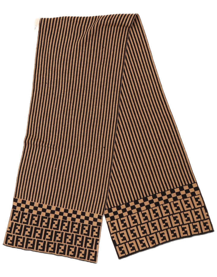 Fendi Châle Femme IT 42 Créateur De Laine Mérinos Rayée Beige Moyen