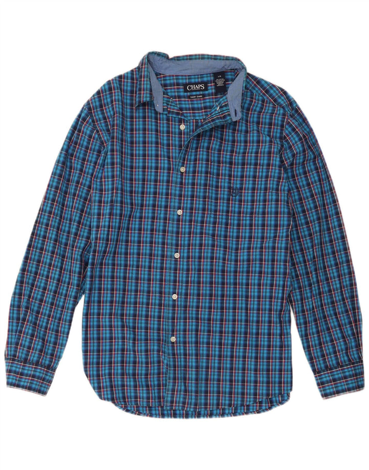 Chaps Chemise Homme Facile d'entretien Grand Carreau Bleu Coton