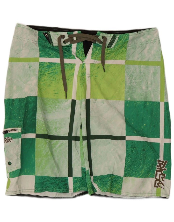Rip Curl Short de bain graphique pour hommes en polyester à carreaux verts