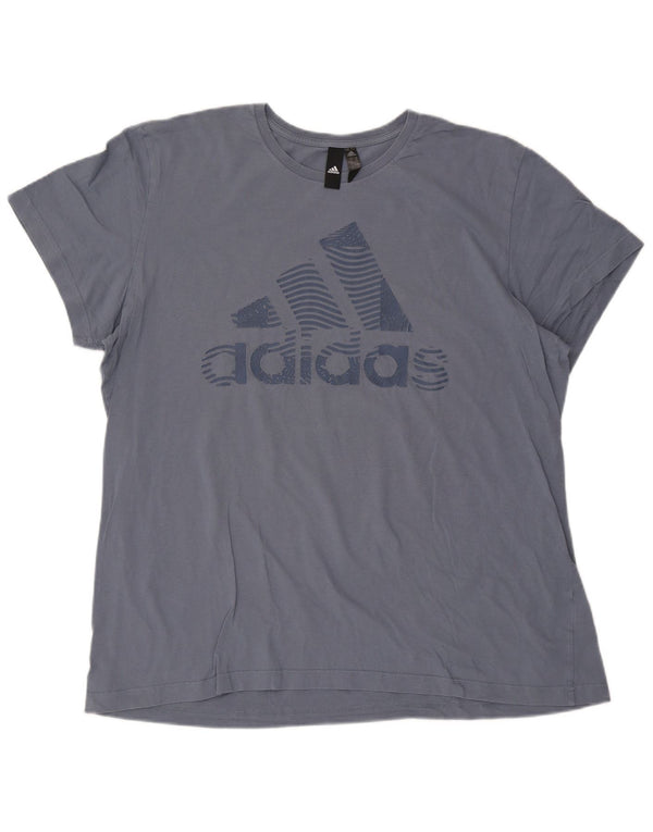 Adidas T-shirt graphique pour femme UK 20 2XL Bleu Coton