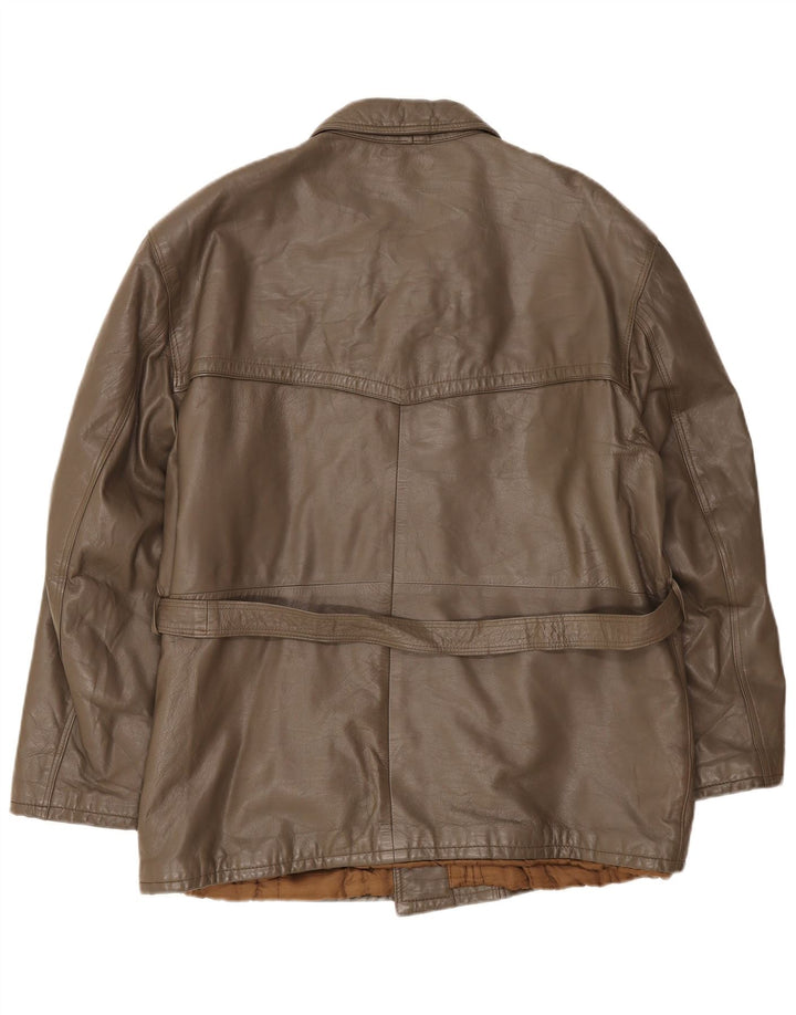 veste en cuir homme vintage IT 54 2XL Marron