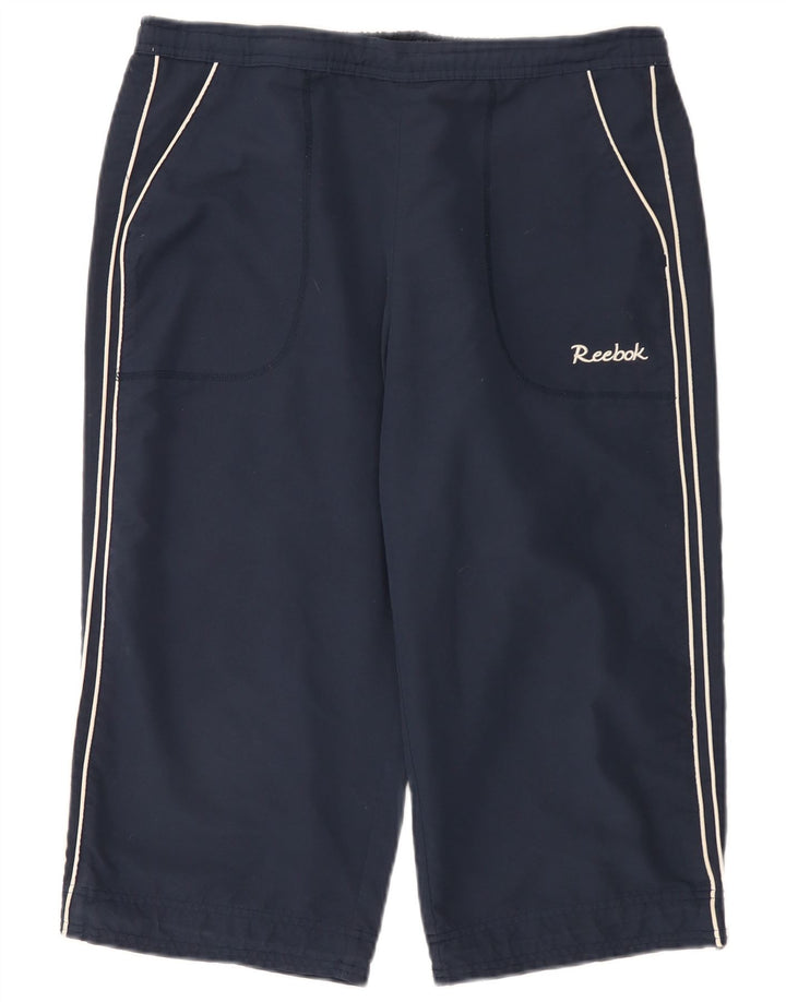 Reebok Bermuda Sport Short Femme UK 14 Large Bleu Marine Polyester