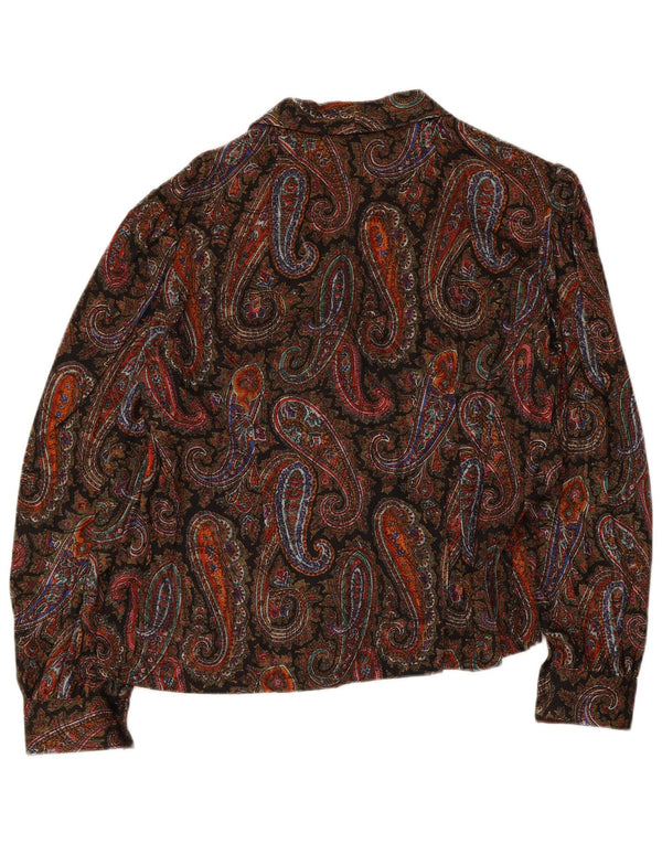 vintage Womens Crop Shirt Blouse UK 8 Petit Paisley multicolore