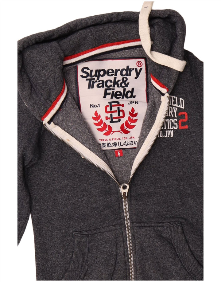 SUPERDRY Pull à capuche zippé Track & Field Graphic pour homme XS Gris Coton