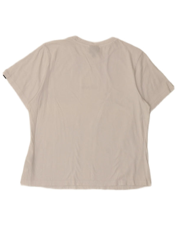 Ellesse T-shirt graphique pour femme UK 14 Large Blanc Coton