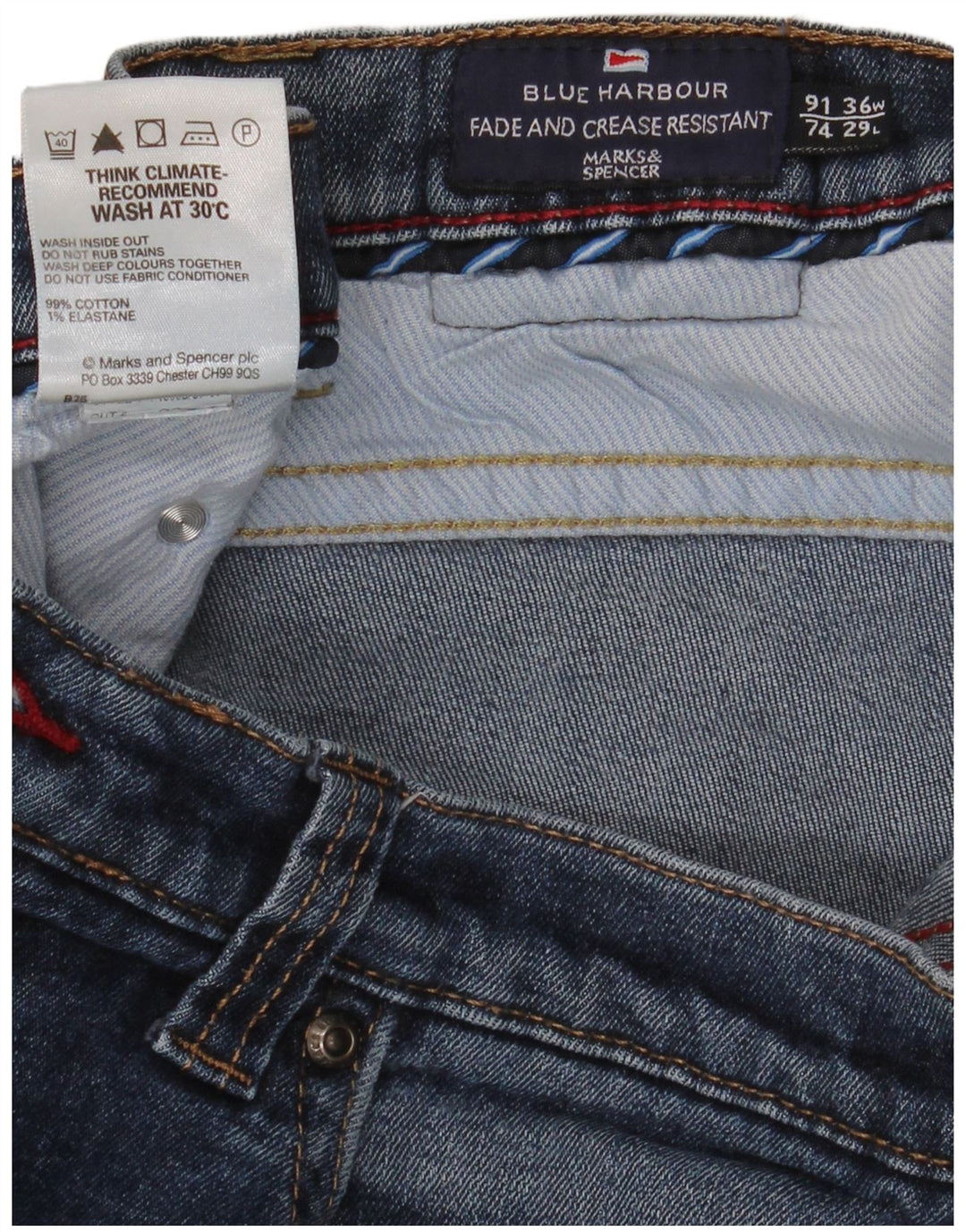 Marks & Spencer Jean droit Blue Harbour W36 L29 homme bleu coton