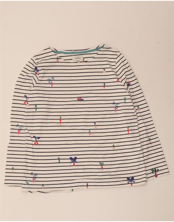 Joules Haut à manches longues pour femme UK 46 Large Blanc Rayé Coton