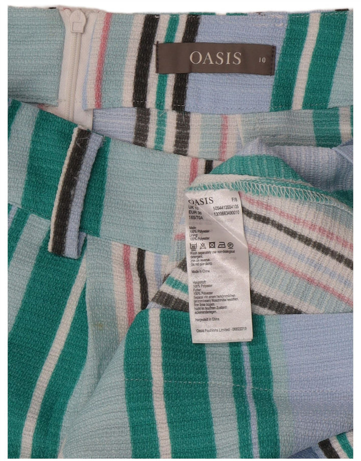 Oasis Jupe trapèze pour femme UK 10 Small W27 Bleu rayé Polyester
