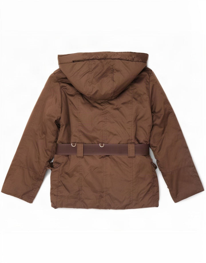 Zara Veste matelassée à capuche pour femme UK 10 Small Marron Polyester