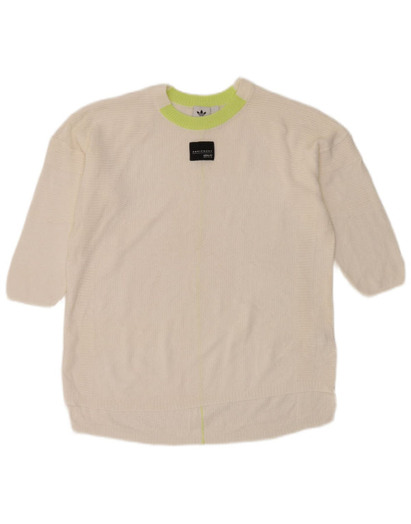 Adidas Pull ras du cou pour femme UK 8 Small Blanc Colorblock