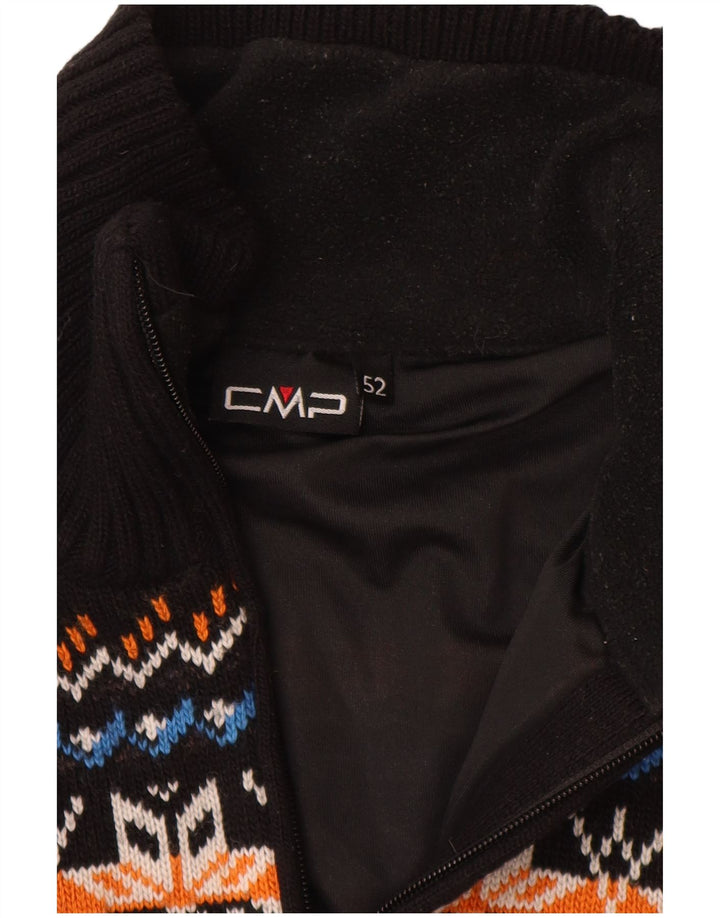 CMP Pull col zippé pour homme IT 52 Large Noir Fair Isle Acrylique