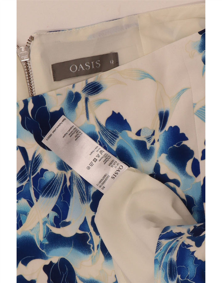 Oasis Jupe crayon pour femme UK 12 Medium W32 Blanc Floral Polyester