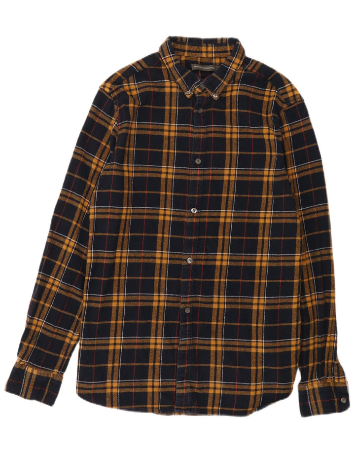 French Connection Chemise Flanelle Homme Grand Carreaux Bleu Marine Coton