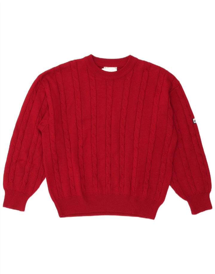 Navigare Pull à col rond pour homme en laine bordeaux moyen