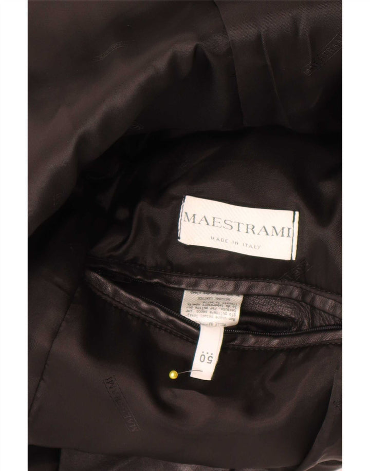 Maestrami Manteau en cuir pour homme IT 50 Large Noir