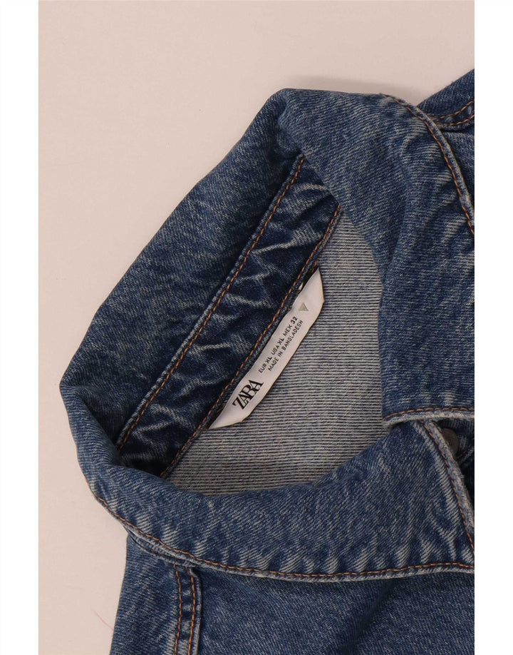 Zara Femme Chemise En Jean Oversize Asymétrique UK 18 XL Bleu