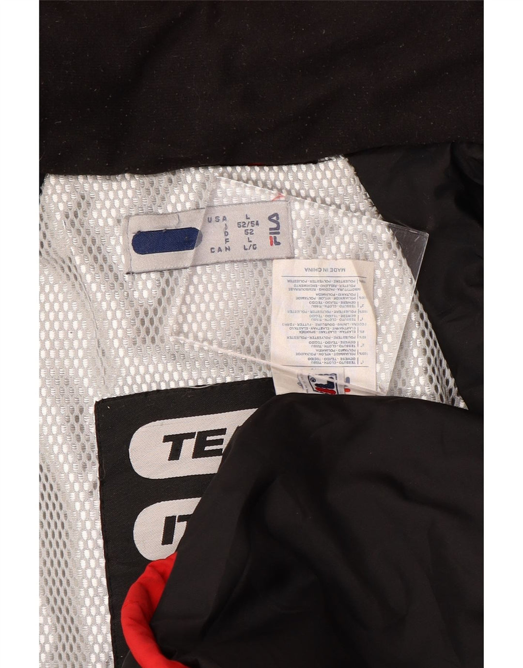 Fila Veste coupe-vent à capuche pour homme UK 40 Large Rouge Colorblock Polyamide