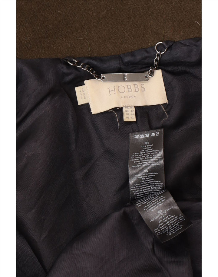 Hobbs Manteau Femme UK 16 Grande Laine Kaki