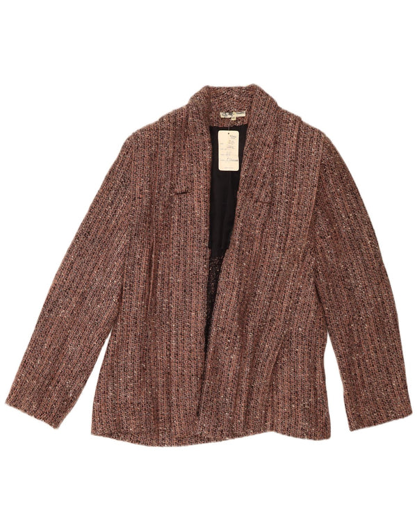 Michelle Veste Blazer Ouverte Femme IT 46 Grande Laine Mouchetée Marron