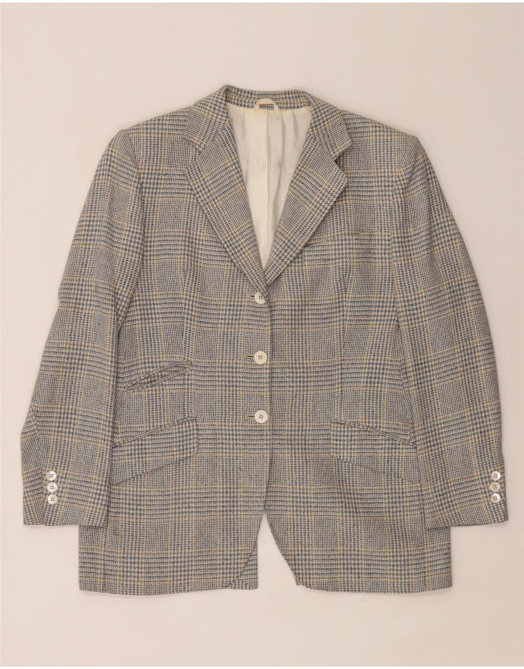 Burberrys Veste blazer à 3 boutons pour femme UK 12 Bleu moyen pied-de-poule