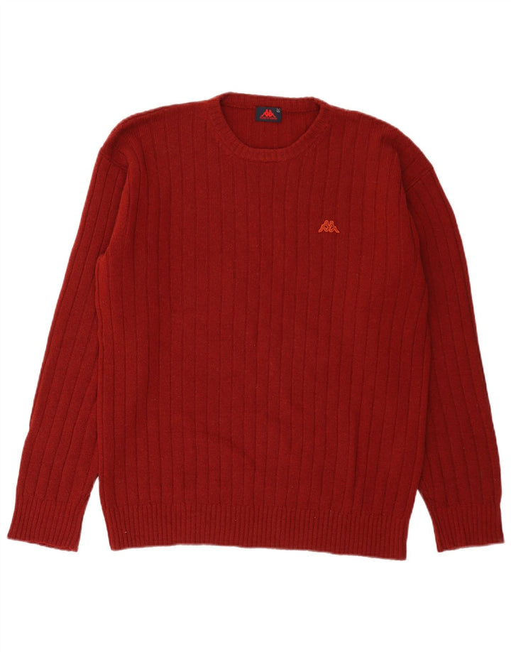 Kappa Pull à col rond pour homme en laine bordeaux Taille L
