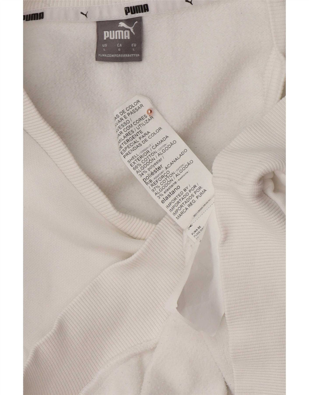 Puma Sweat-shirt graphique pour femme UK 16 Large Blanc Coton