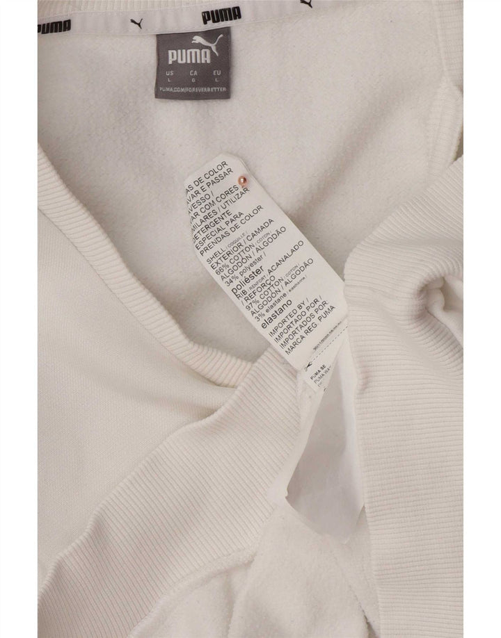 Puma Sweat-shirt graphique pour femme UK 16 Large Blanc Coton