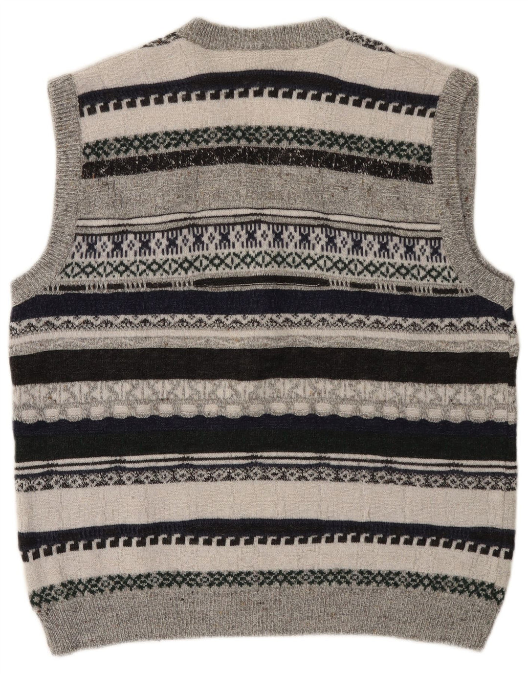 VINTAGE Débardeur Homme Débardeur Gris Moyen Rayé Polyacrylique