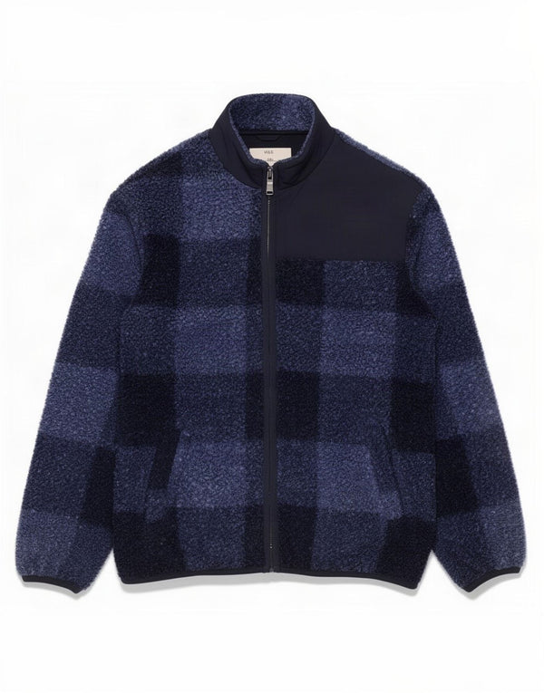 Marks & Spencer Veste Polaire Garçon 12-13 ans Bleu Marine à Carreaux Polyester